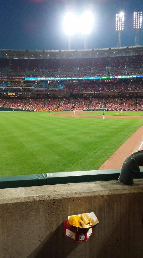 Reds game Sat evening with Bob Tina Kyoko and me good time