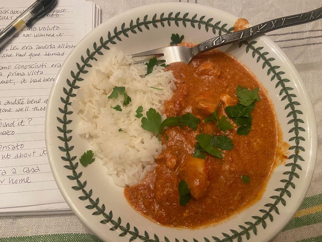 Instant Pot Chicken Tikka Masala and jasmine rice. Ooh, spicy!