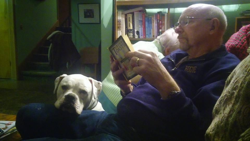Steve is reading Irish toasts to bless our new year. Bianca says "blah blah blah whatever!"