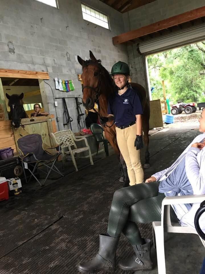 Alex and Indie at the 1st Barn Show 5/20/2018. “She came to ride” and ride they did even in the rain. So proud of both of them!