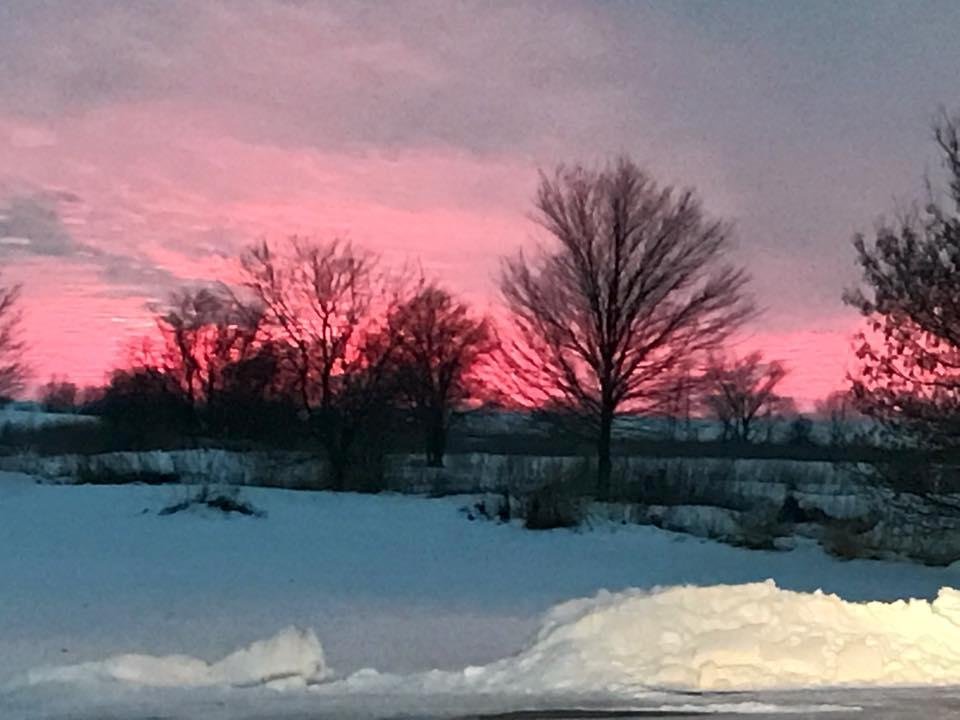Sunset tonight. Shortest daylight of the year. When winter comes can spring be far behind.....can't wait!