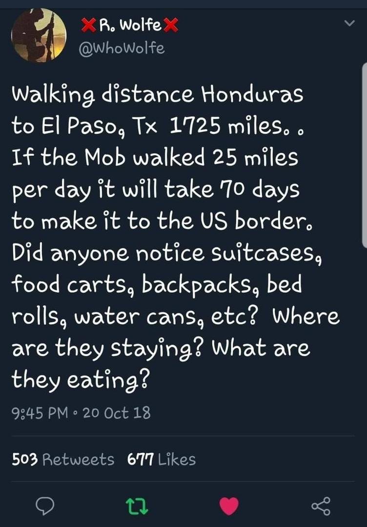 Coming on the Buses and sleeping in nice motels provided by Soros and the Dem's!