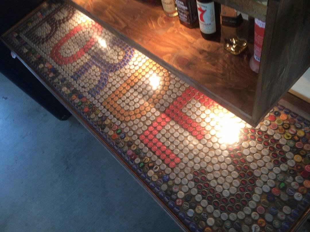 This is made with bottle caps.