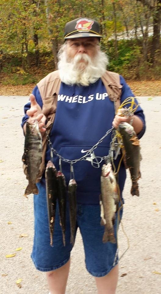 Not a bad morning of trout fishing if I do say so. Maybe tomorrow will be even better down here in Roaring River state park. Mark Pierce. Maybe you were in the wrong place and fishing for the wrong species. And I didn't tr