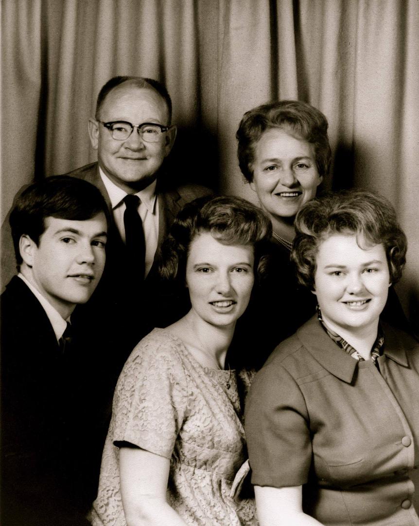 So I missed Siblings Day. Who knew it was a real thing? Anyway, here we are, the Ayer siblings — me, Joyce & Kathy — plus Dad and Mom. C. '64?