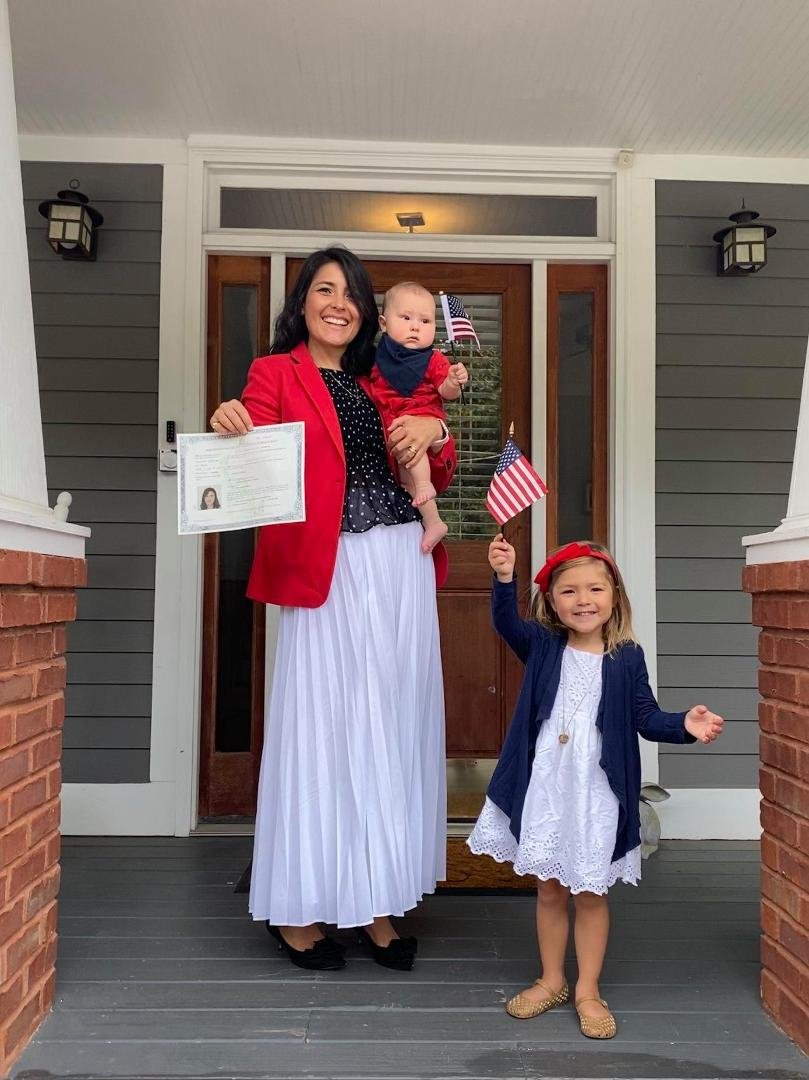This lady became a citizen today. No family was allowed so  they celebrated at home.

Welcome.