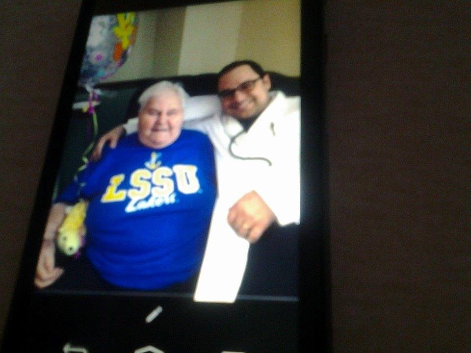Marion with "her boyfriend", Dr. Arango on her birthday