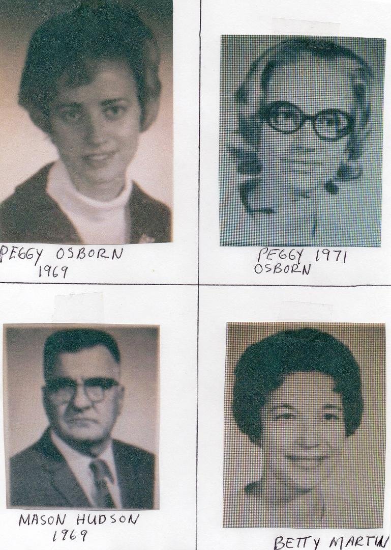 Peggy Osborne was the meanest 7th grade English teacher I knew,. As a teenager she was raised by Nazis in Germany. Mason Hudson, wood shop, he loved to dishout one boarding per period, boasting that he was a marine sargent