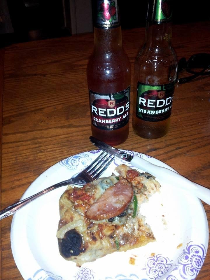 Pizza and Redds...its whats for dinner. Thanks Sally Leach!
