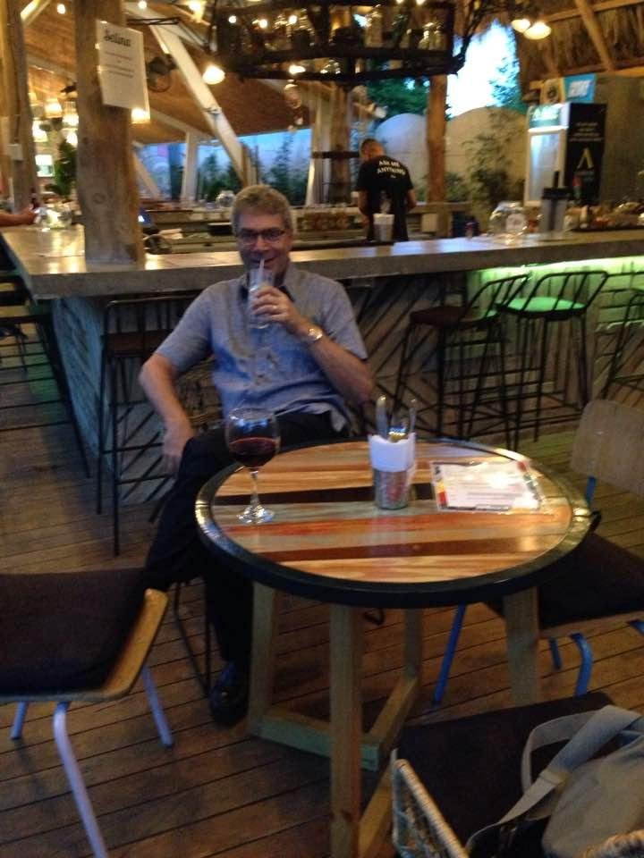 Enjoying a good drink in La Fortuna just after the storm