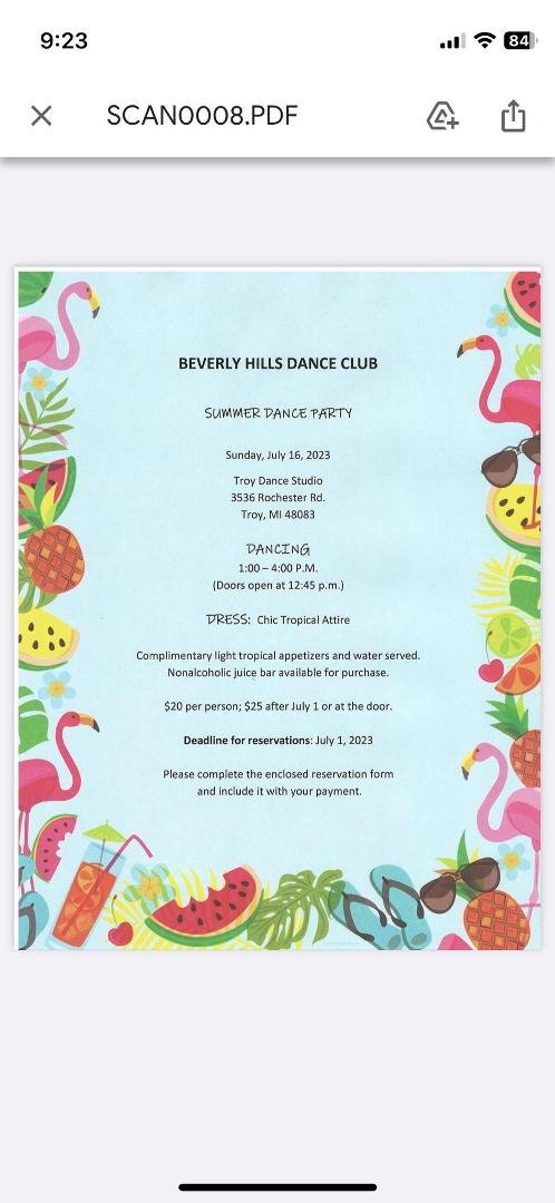 Bob and I joined a really nice dance group this year. It's a friendly group of couples, and we have 4 formal dinner dances a year. Next month, we're having a fun dance open to everyone, singles included. Come check us out.