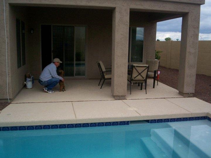 back patio with tom and sage