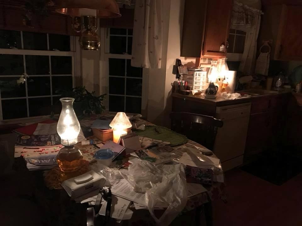 Our kitchen table was a mess, but at least it was well lighted …