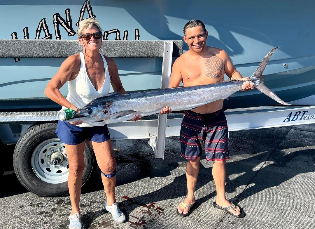 Another first for me with Tom Phillips on Hana Hou!! I was lucky enough to land this beautiful 40 lb. Short Billed Spearfish!! The boat also caught 2 Mahi Mahi, 2 Aku, 1 Shibi and 20 plus Opalu bait fish!! Such a great day