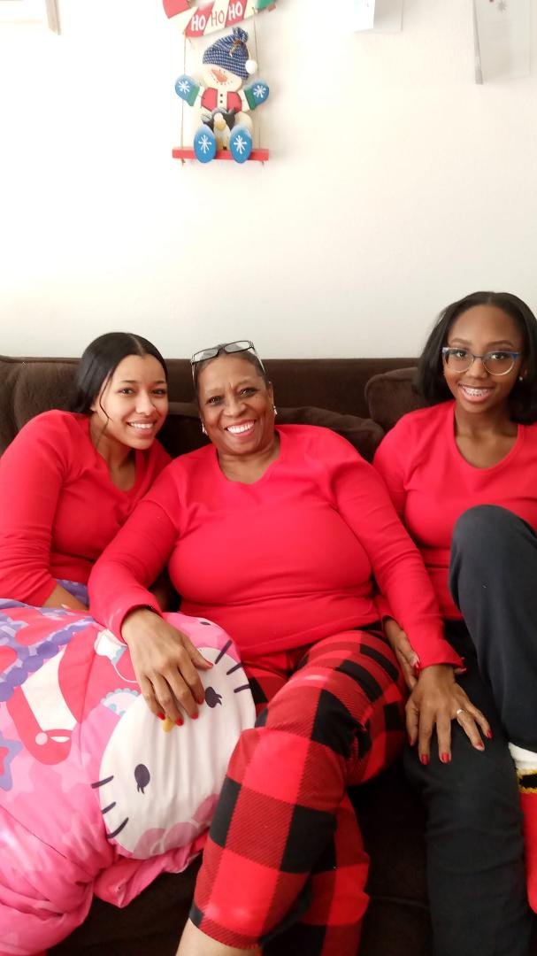 Whoo!! My crazy granddaughters and myself.🎄❤️❤️💗