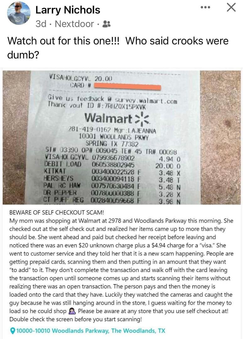 Another reason to avoid self-checkout. If you do use it, always clear the register before you start scanning.