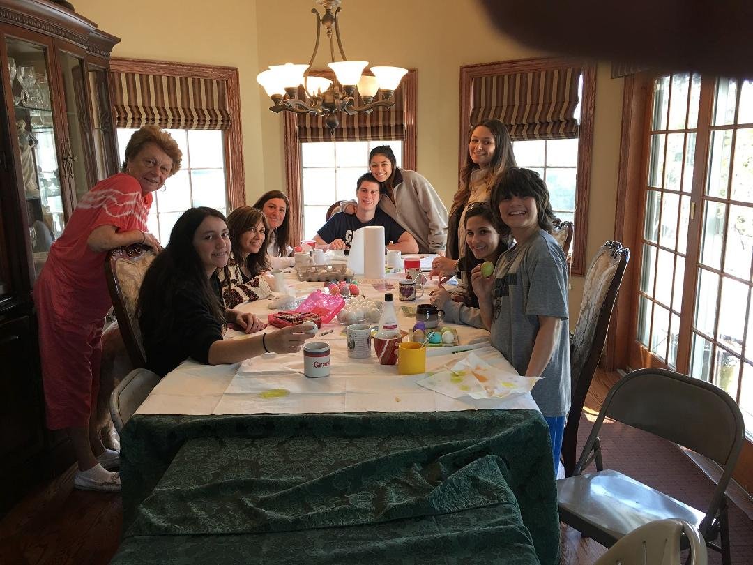 DiFede family coloring Easter eggs my branch.