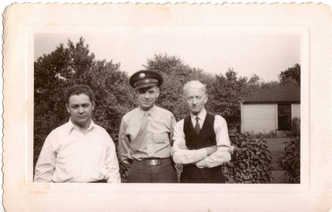GRANDPA MORAN AND NORBY MORAN AND FRANCIS HAVING LEAVE FROM THE CAMPAIGN IN THE EUROPEAN THEATRE WW11