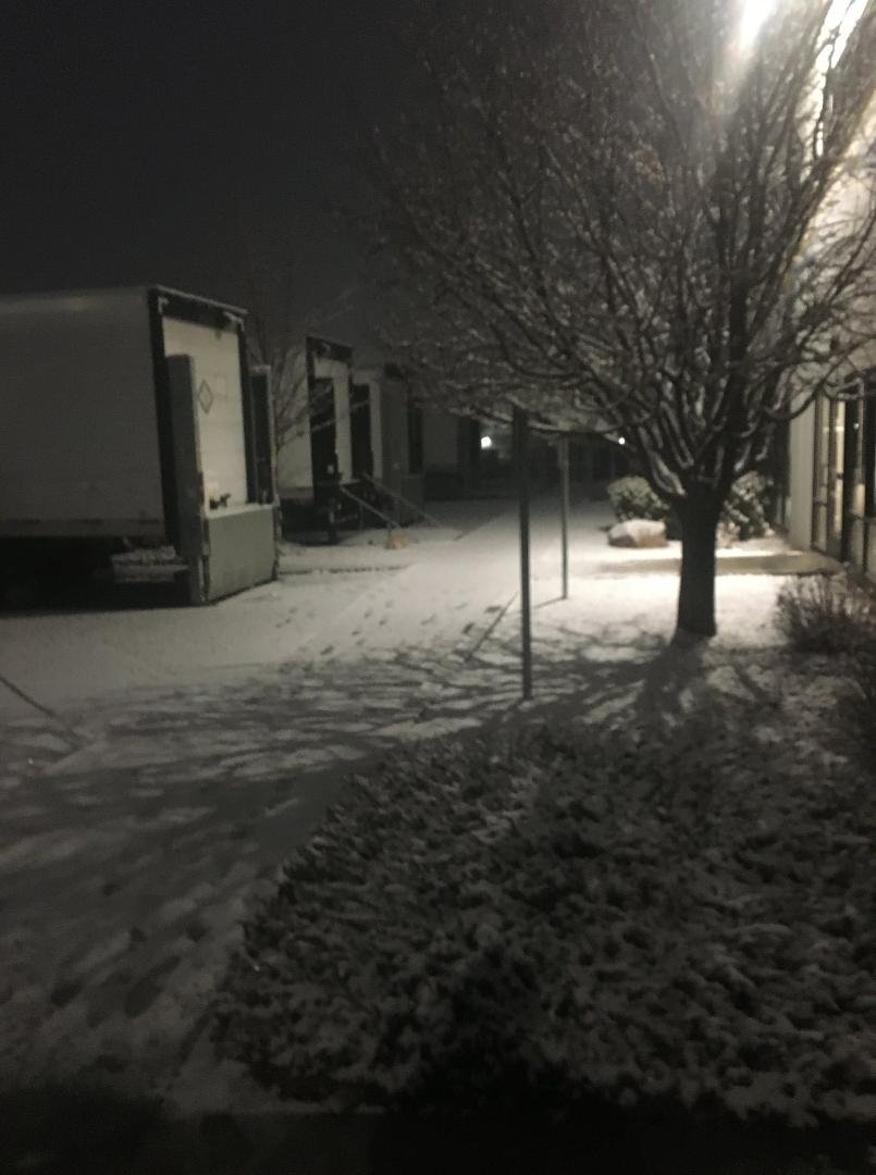 Snow in the back lot at work in Boise this morning