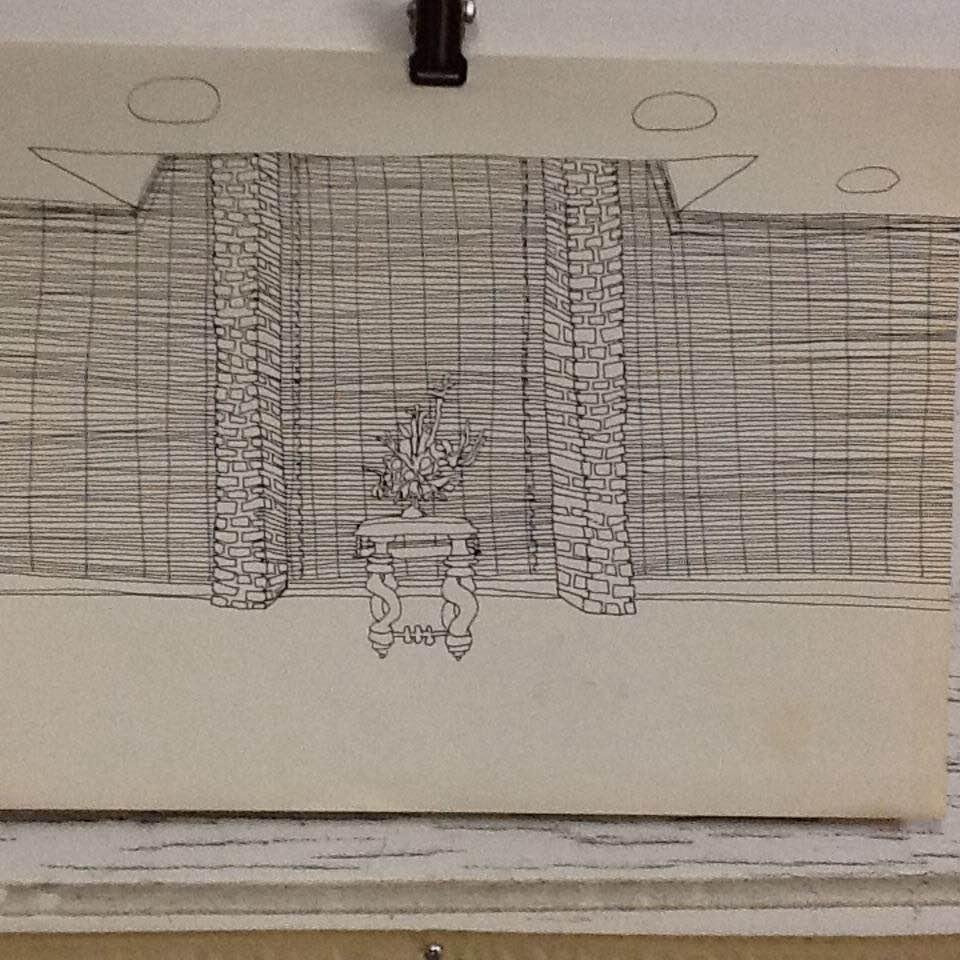 Not a contour drawing, one of my pen and ink drawings. Who recognizes this place?
