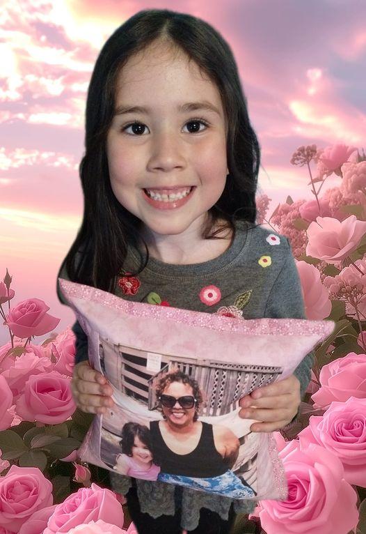 I made this pillow for my great great niece, Rylee (my sister Kate's great granddaughter). Her grandmother passed away and her mother thought this might comfort her to have a pillow to hug with her photo on it.