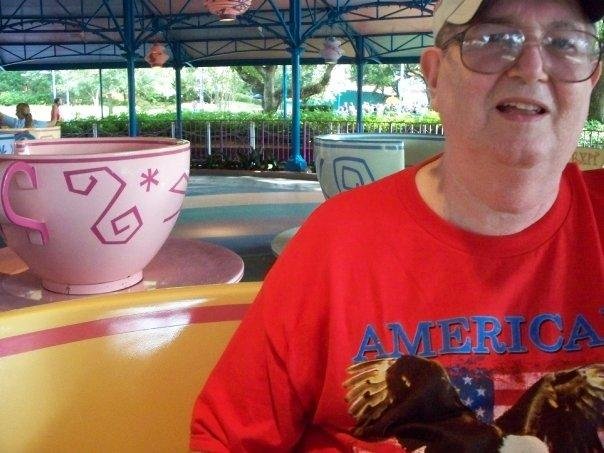 Dad on the tea cups