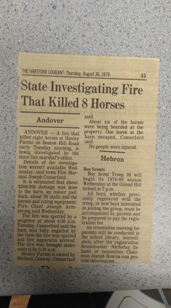 Another dad fire where animals died