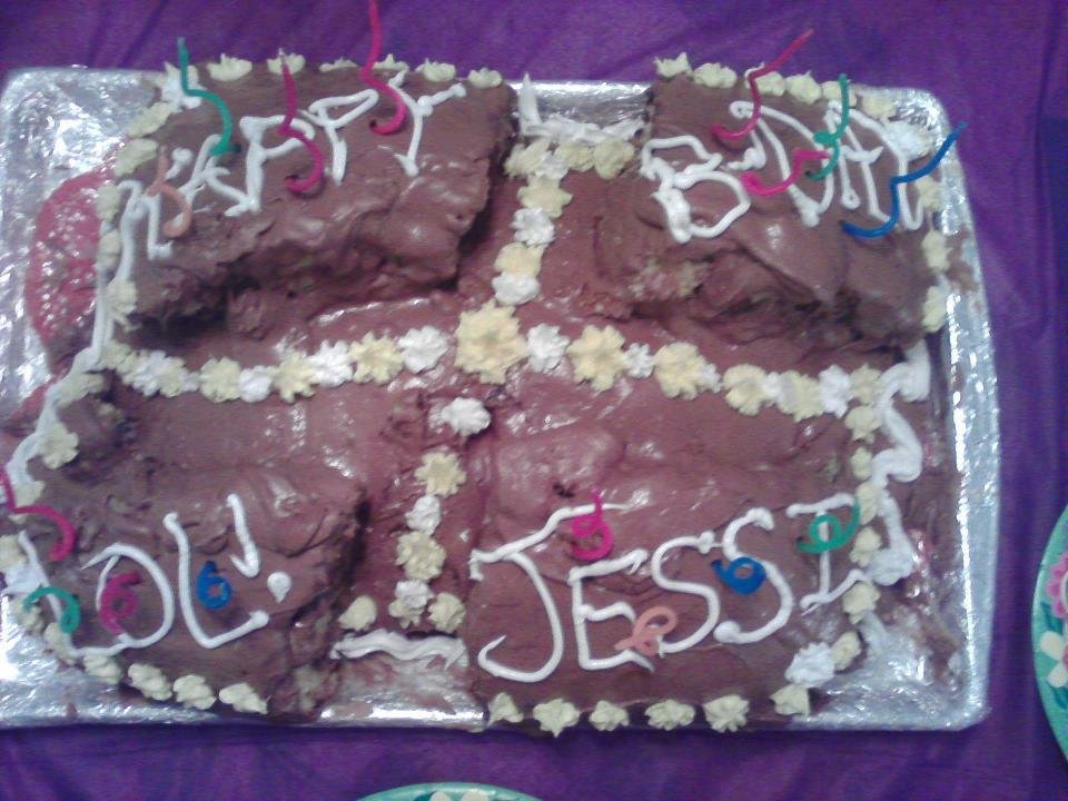 The Earthquake cake- a disaster that happens when you try to frost a cake that you thought was cooled-but really wasn't!!  :(
P.S. We all got a good laugh & it tasted awesome anyway!! :)
