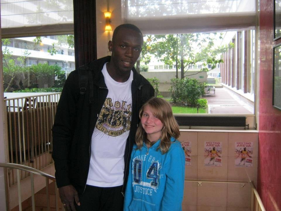 Just watched Usain Bolt do it again! (Posing with our granddaughter, Kasey, in Paris on our family trip to France and Germany in 2010, has been his lucky charm ever since then.) Not only is he a phenomenal and charismatic