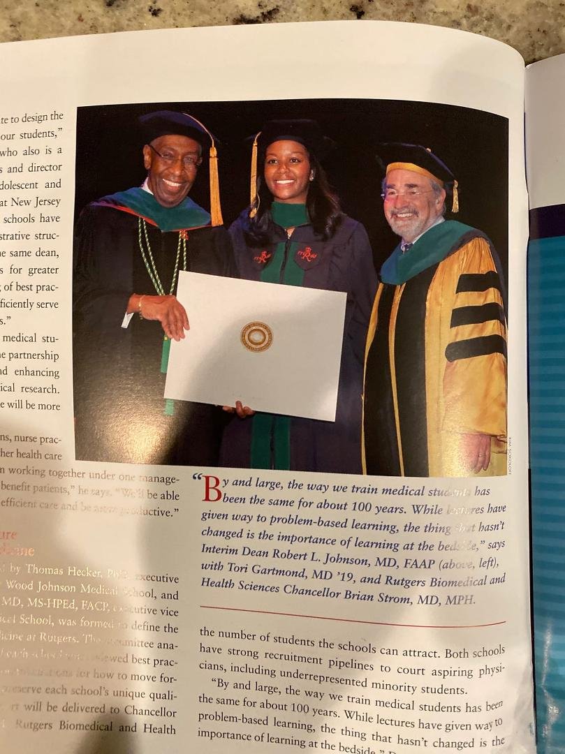 My cousin Tori D. O'bryant Gartmond at Robert Wood Johnson Medical School Graduation 2019. Family Friends I'm so proud of her.