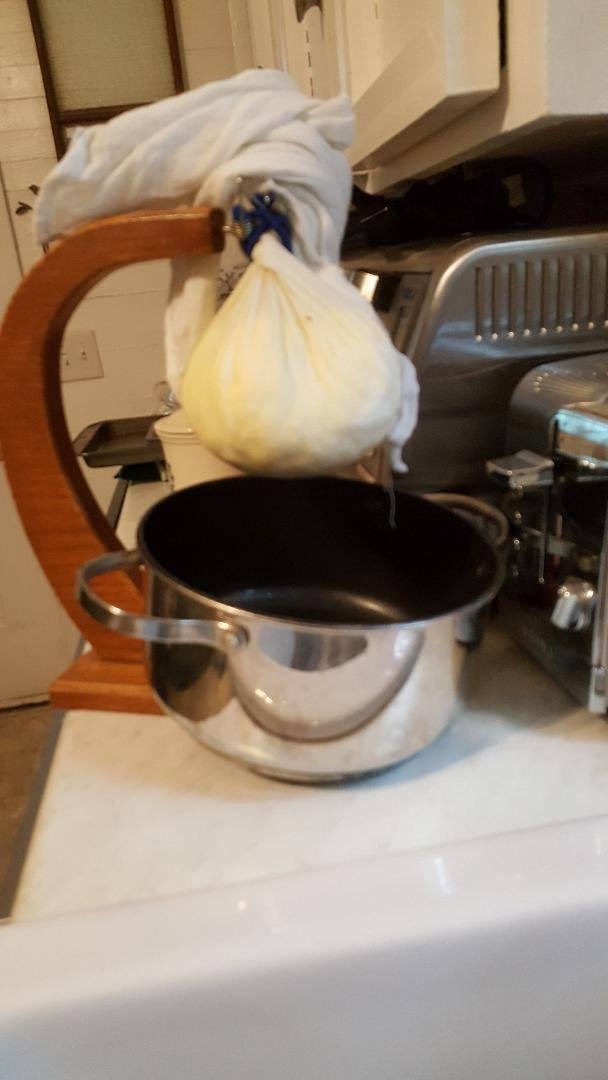 Made some Slovak egg cheese today for Easter. (Hrudka)