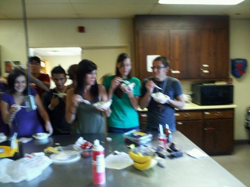 Ignited Youth Group still eating.