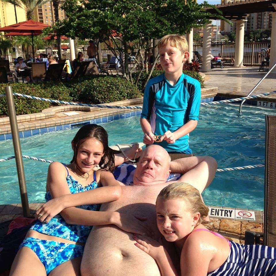 Fun at the pool with the grands, Madison,Matthew & Camryn