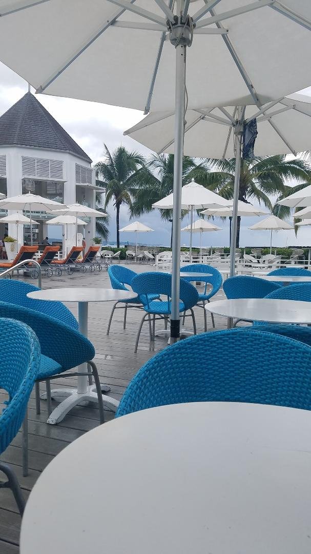 Cloudy in Jamaica. But the people are sweet.