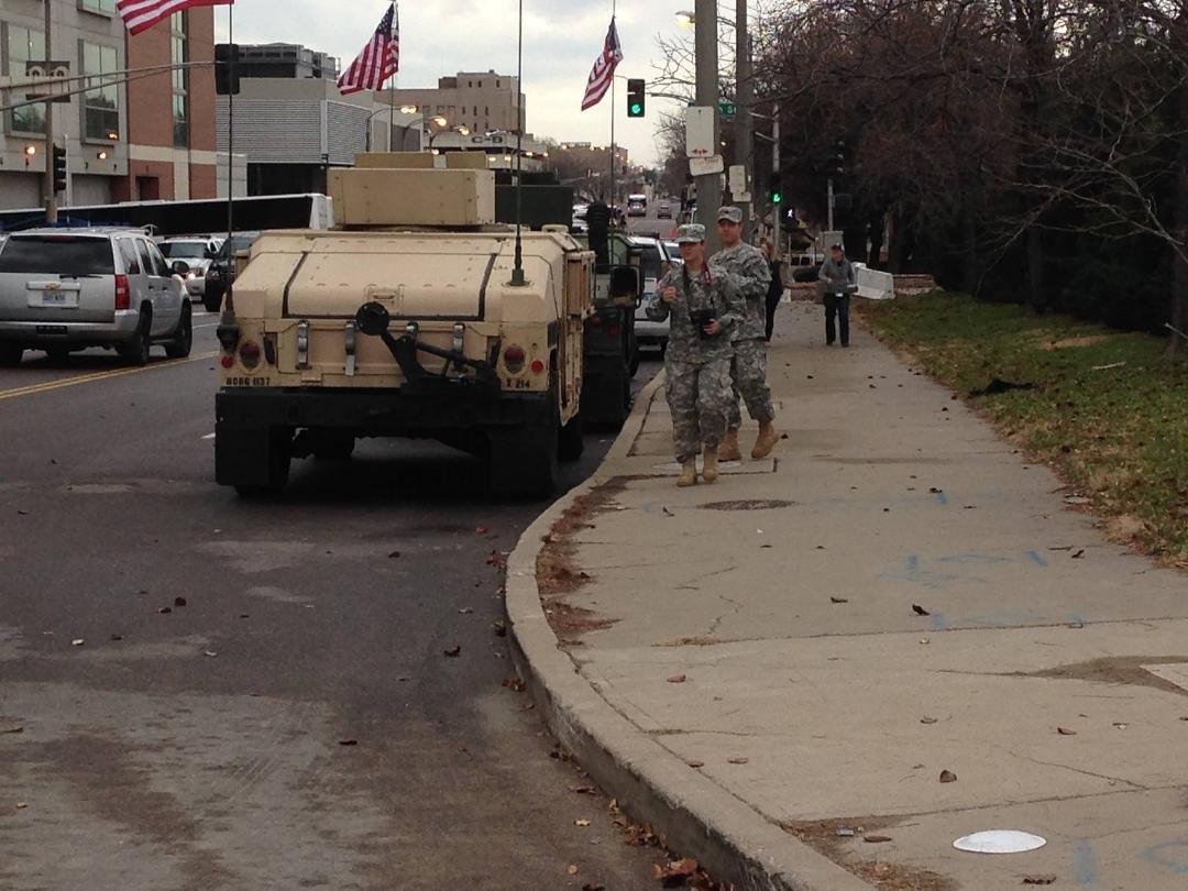 MO National Guard across from protesters...
