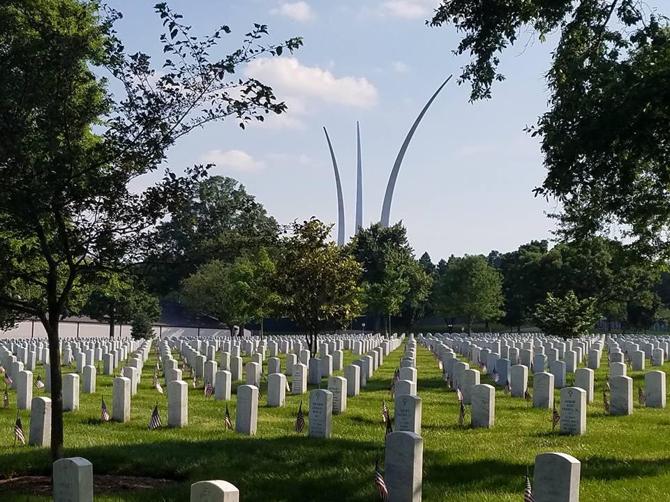 Taken at Arlington National Cemetary on the Saturday before Memorial Day 2016.
The spires in the background are the Air Force Memorial.