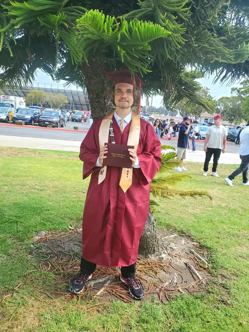A new Oxnard High School graduate, my son, Christopher Kelch. On his way this fall to Oxnard College to study engineering.