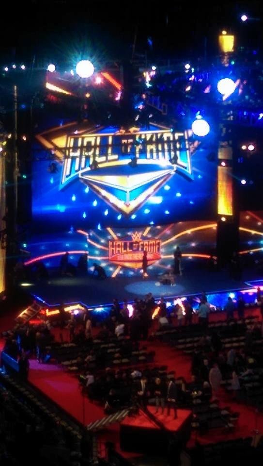 At the AAC about to watch the Hall of Fame induction ceremony for the WWE.