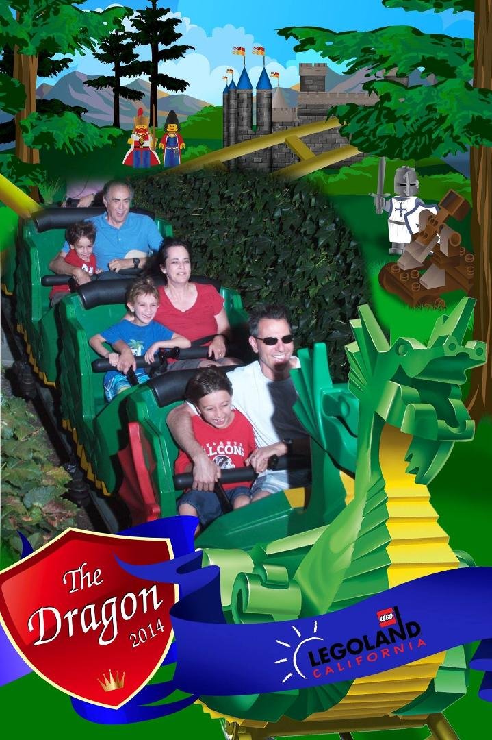 Back from a trip to Legoland at Carlsbad, CA. and then to L.A. with Leisah, Ron, and the three grandkids. This is the end of the ride on the "Dragon" at Legoland, a roller coaster like ride with me in the back holding on fo