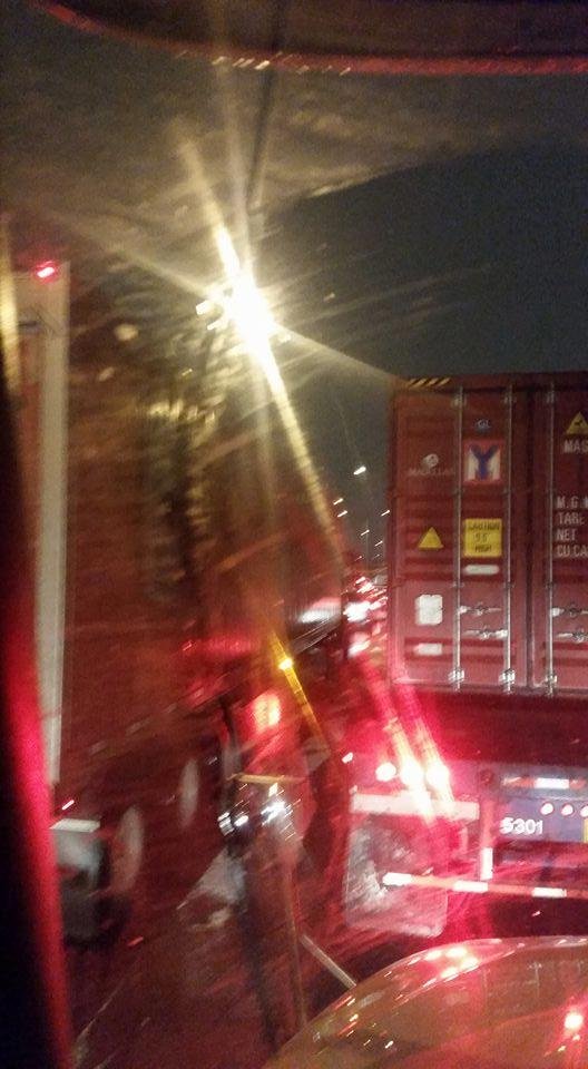 1 mile to go to Portland freeway is at a standstill ice and snow
