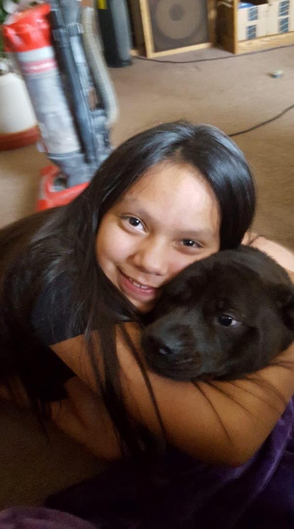 Here is my graddaughter and furry daughter.