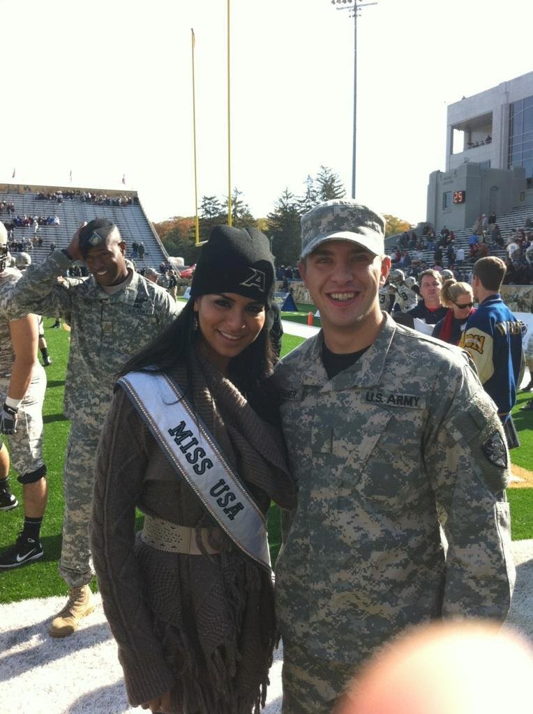 Billy sent this photo of himself and Miss USA just before the Army-VMI game yesterday. How cute are they?