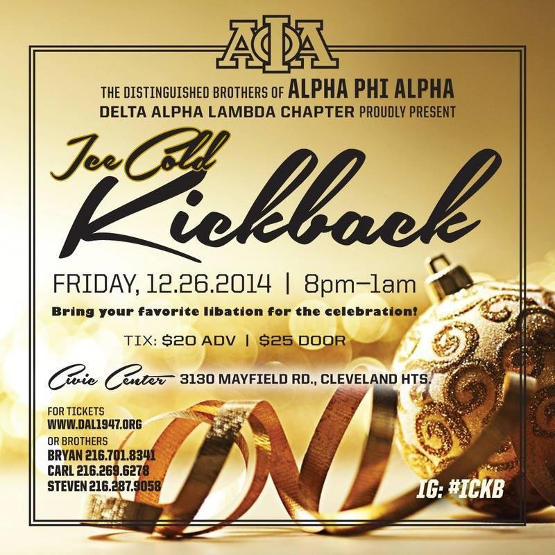 PARTY WITH ALPHA PHI ALPHA THE DAY AFTER X MAS , CIVIC CENTER ON MAYFIELD CLEVELAND HTS. OHIO
