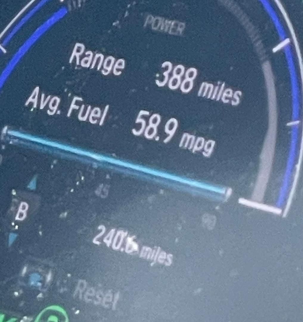 AND - this is our elapsed gas mileage when we reached our hotel. I love my blue Honda hybrid! 🤩