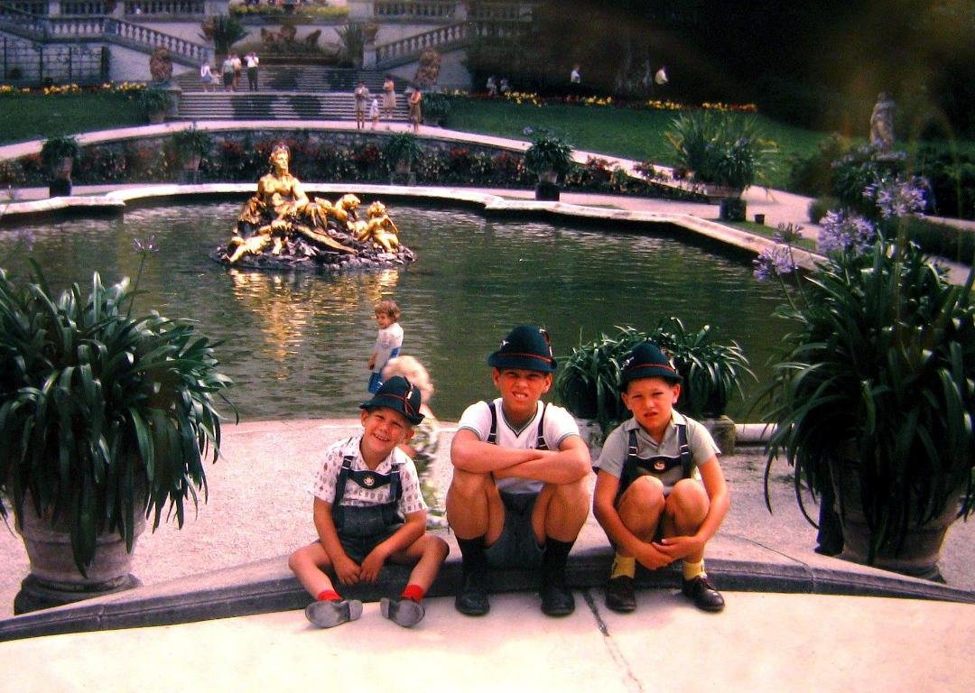 Throwback Thursday ---- On vacation in Germany, me in  the middle with my 2 brothers in our lederhosen and hats.