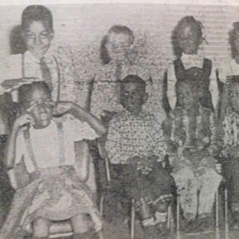 This is my kindergarten class photo, the child with the check pattern shirt is Wardell Brown's brother, Chester. (surrounded by, Roger Baron, and Steve Mack).