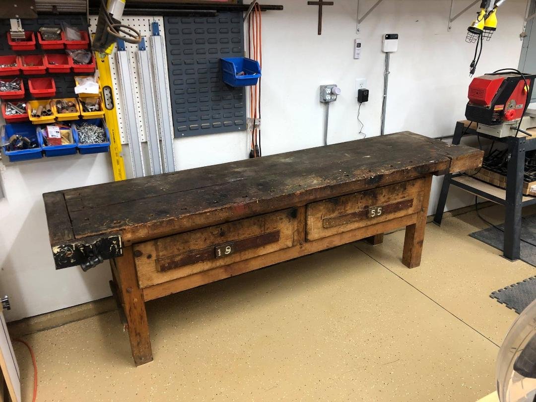 66 years ago this woodworking bench was made by my Grandfather. From the ashes of Phoenix this bench will come. Stay tuned...