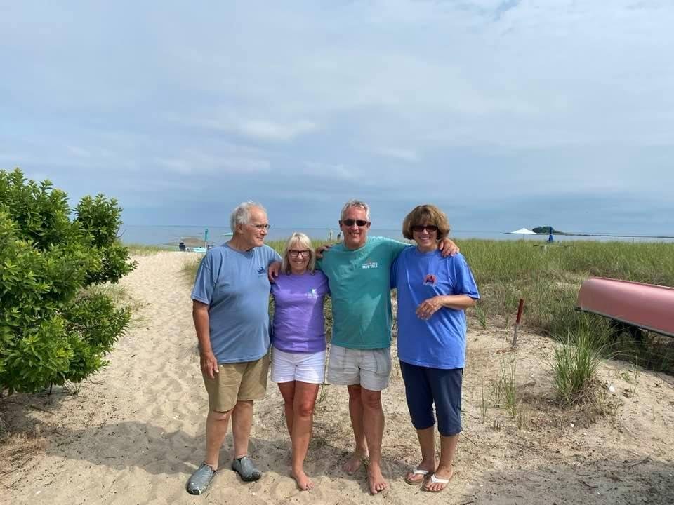 Celebrating summer with broJeff and his bride BJ and cuz Gail in Westbrook