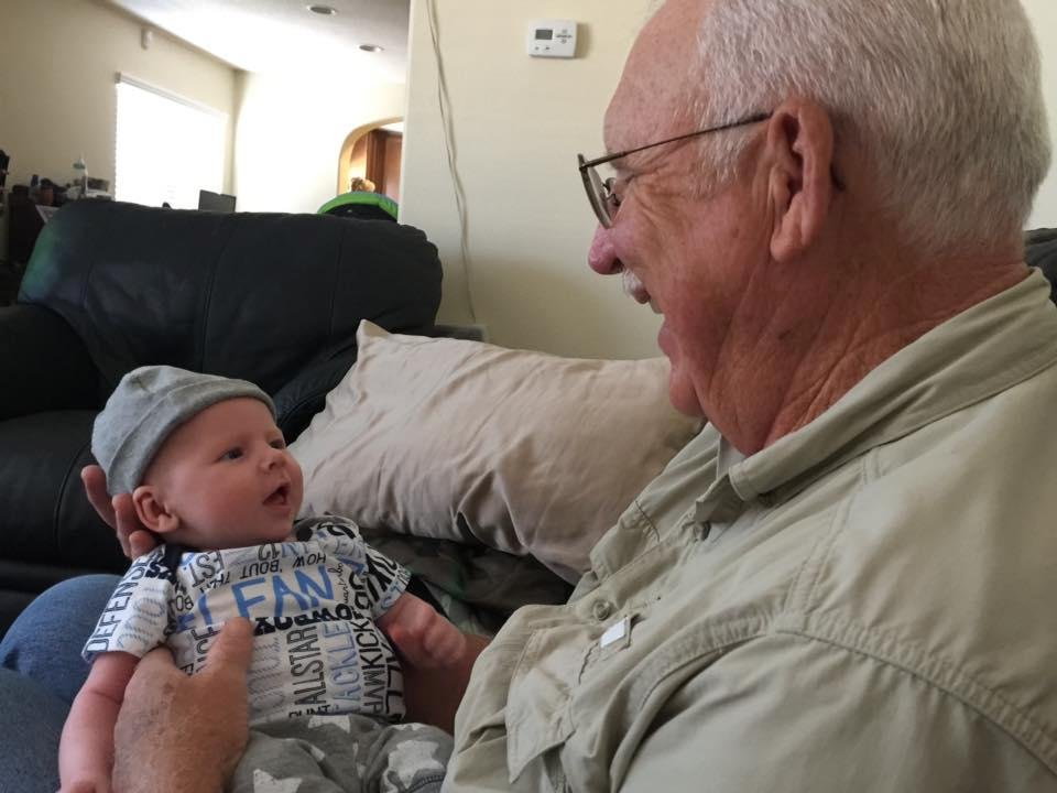 Nolan and Grand-Dad @ Stacie and Jack's house celebrating Nolan's one month old party.