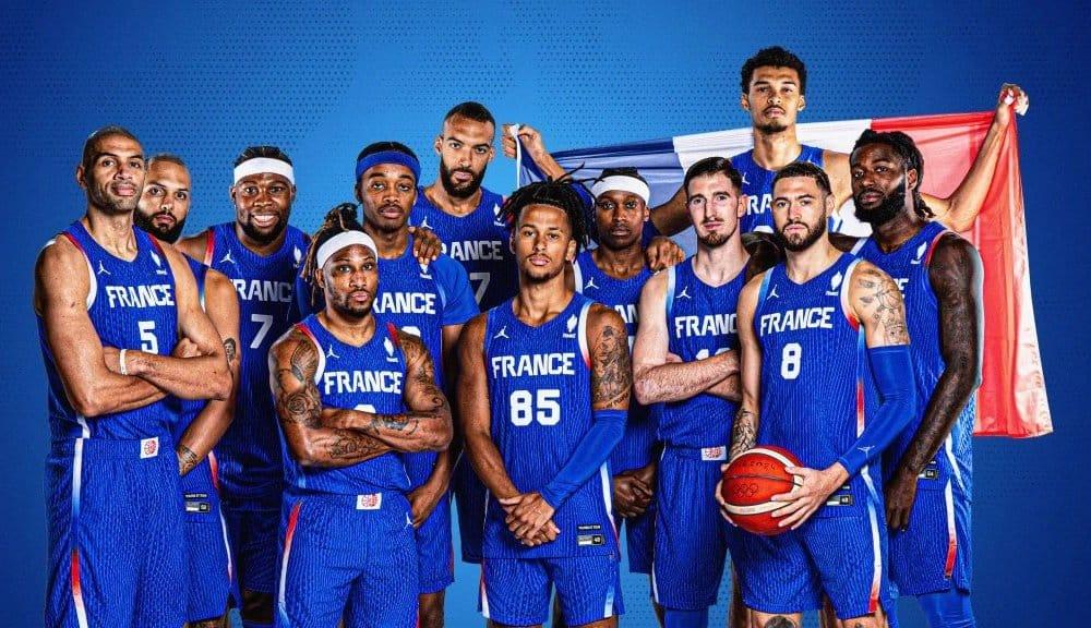 France's basketball team has 2 really short players or the rest of the team is super tall.